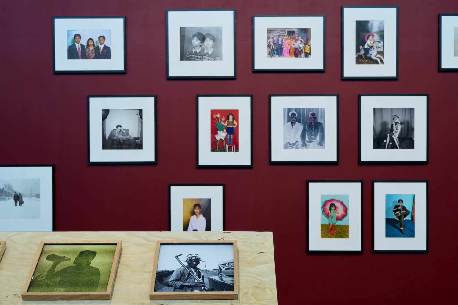 Foreground: Cynthia MaiWa Sitei (detail). Background: Masterji Family Collection (detail). Ten.8 afterimage exhibition installation shot, The New Art Gallery Walsall in partnership with International Curators Forum (ICF), 2026. Photo: David Rowan.